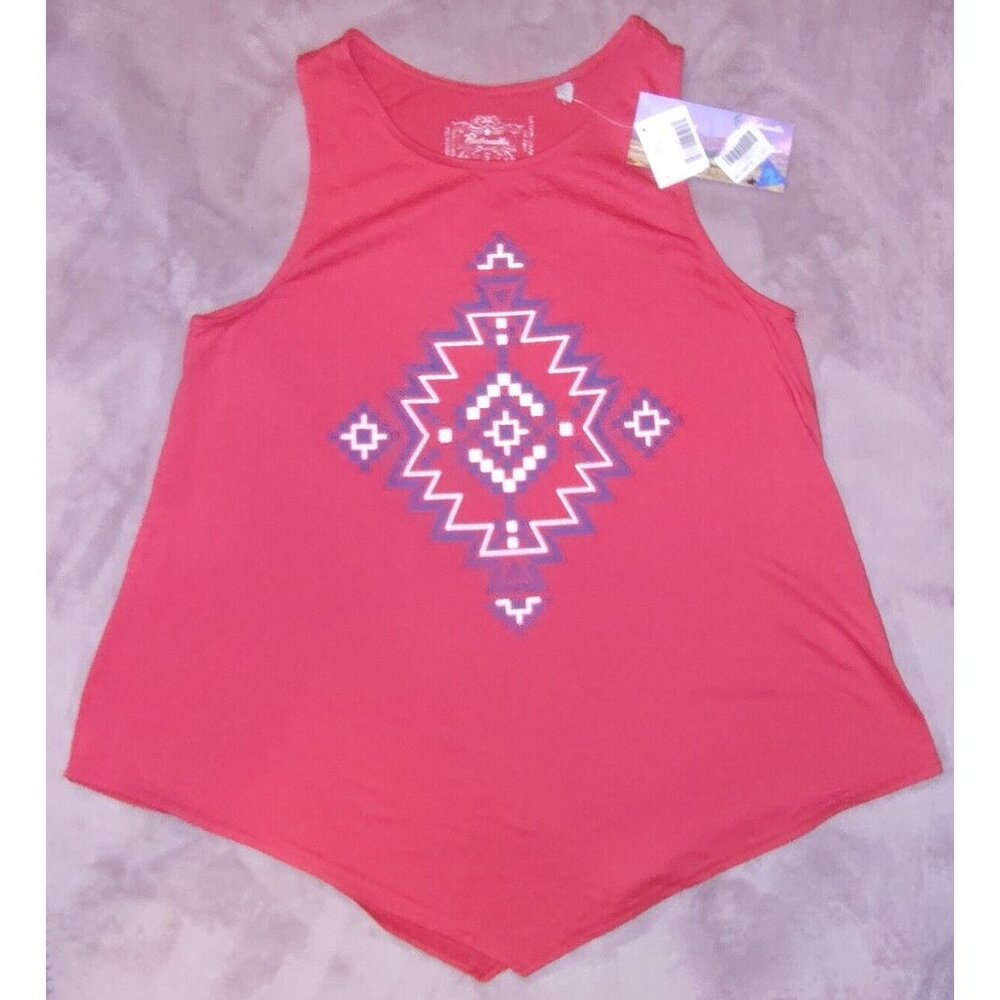 NWT Panhandle Ladies Red Americana Tribal Aztec Tank Shirt Top Small Women's